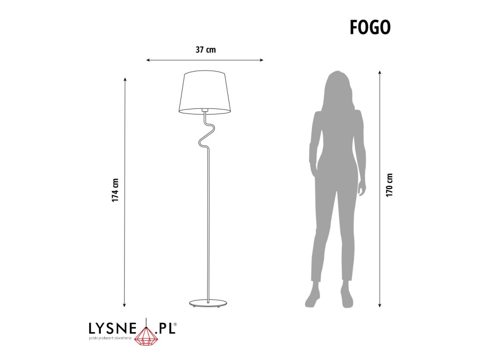 Lampa Designerska  stojąca do salonu FOGO GOLD  Lysne