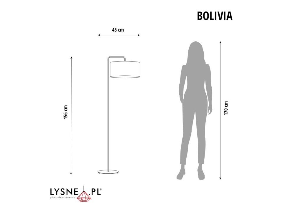 Lampa stojąca na białym stelażu BOLIVIA  Lysne