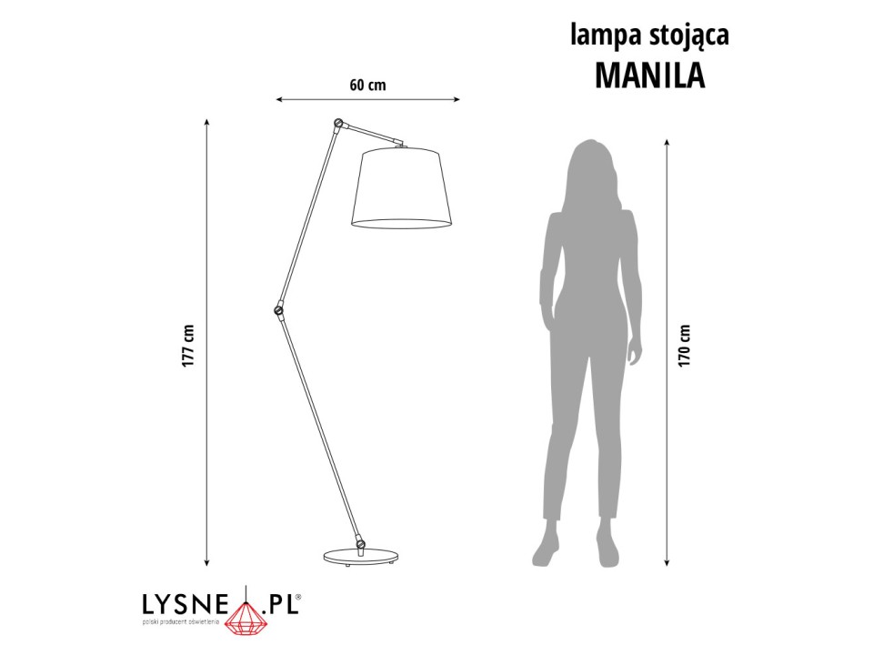 Lampa podłogowa regulowana MANILA GOLD  Lysne