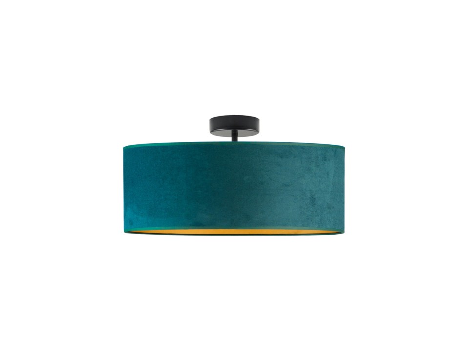 Lampa sufitowa WENECJA VELUR fi - 50 cm kolor zieleń butelkowa  ze złotym wnętrzem  Lysne