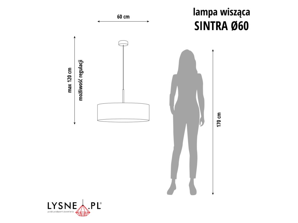 Lampa Designerska  wisząca do sypialni SINTRA VELUR fi - 60 cm kolor szary  Lysne