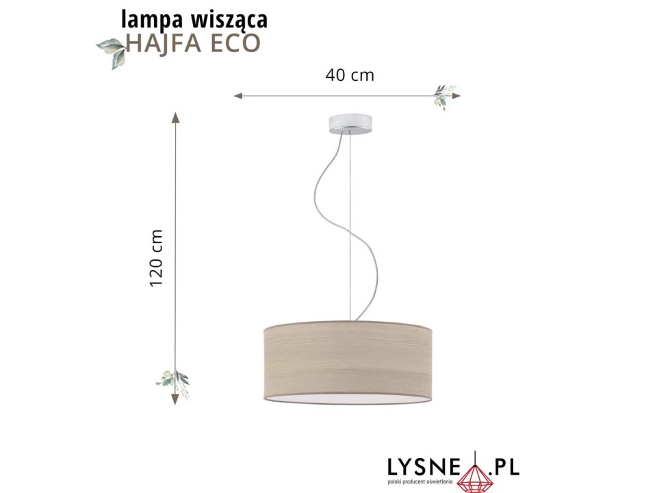 Lampa Designerska  wisząca HAJFA ECO fi - 40 cm - kolor dąb bielony  Lysne