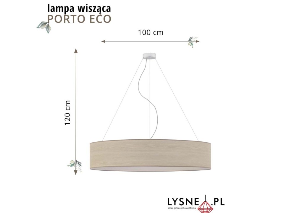 Lampa wisząca do salonu PORTO ECO fi - 100 cm - kolor orzechowy  Lysne