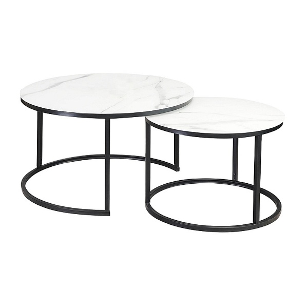 Ława ATLANTA c biały mat efekt marmuru / czarny mat zestaw - Signal