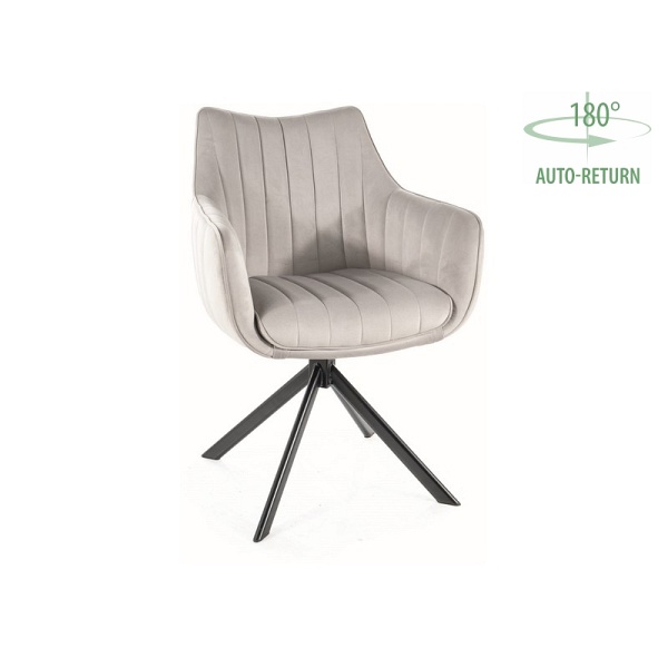 Krzesło AZALIA velvet czarny stelaż/jasny szary bluvel 03 - Signal