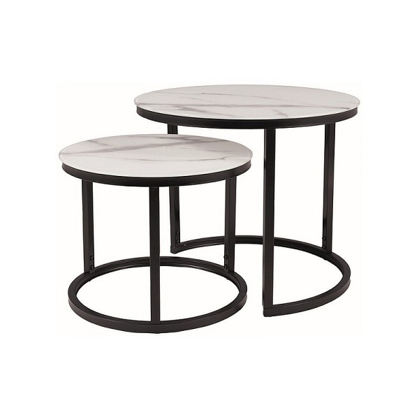 Ława ATLANTA c ii biały mat efekt marmuru / czarny mat zestaw - Signal