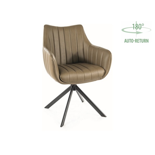 Krzesło AZALIA czarny stelaż/oliwka skóra synt.  buffalo 10 - Signal