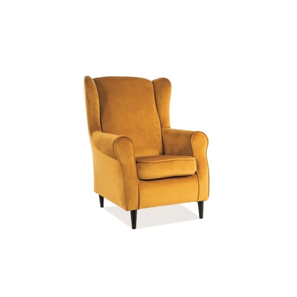 Fotel BARON velvet curry bluvel 68 / wenge - Signal