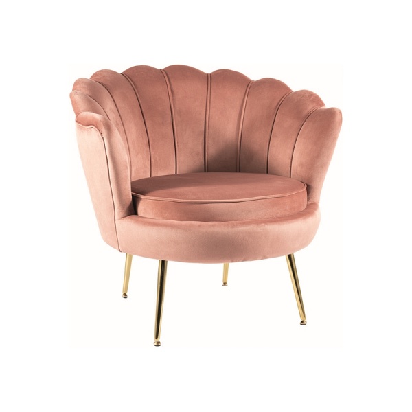 Fotel CAMELLIA 1 velvet ant. róż bluvel 52/złoty - Signal