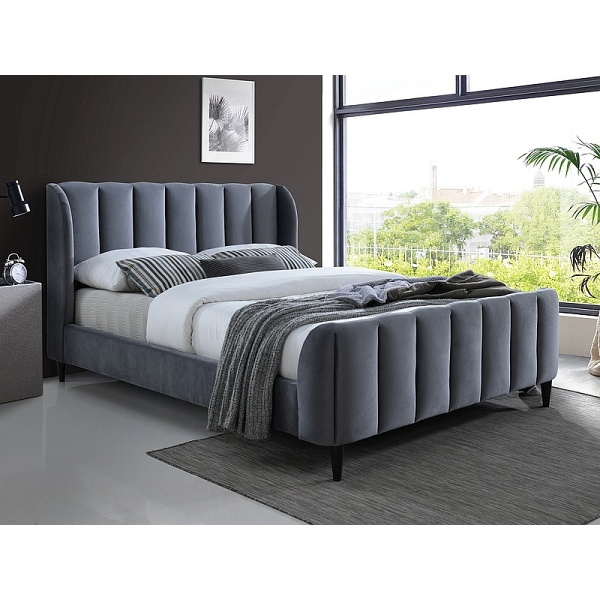 Łóżko CARINA velvet 160x200 szary/venge bluvel 14 - Signal