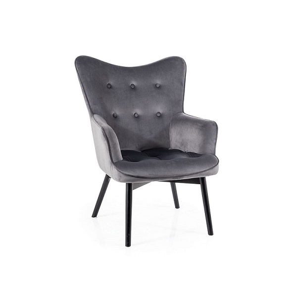 Fotel CARMEN velvet czarny mat stelaż/ szary bluvel 14 - Signal