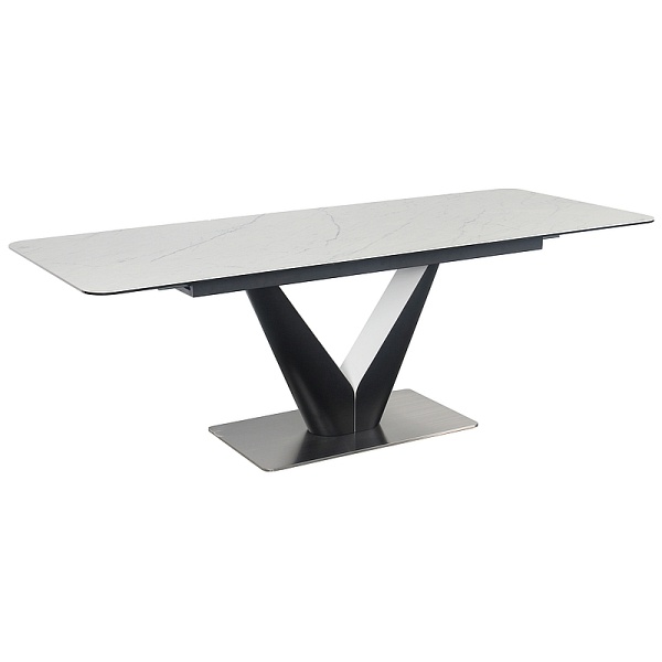 Stół CANYON ceramic biały marmur/czarny mat 160(220)x90 - Signal