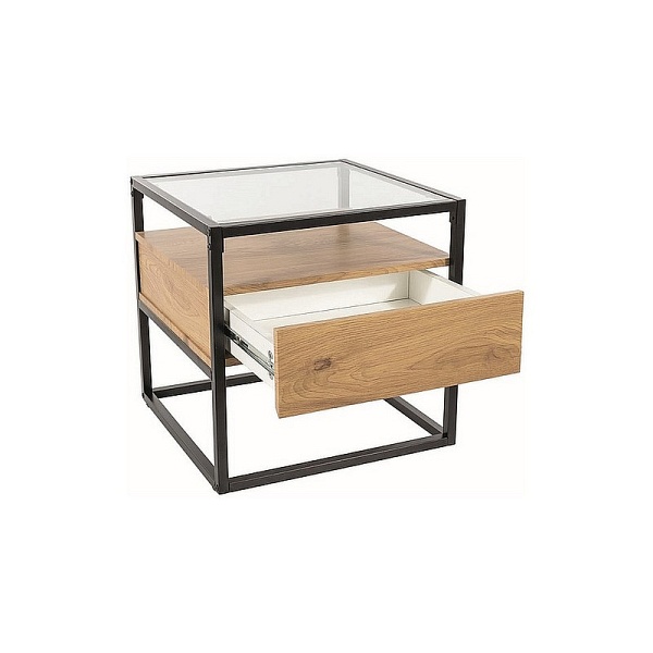 Ława CARLO b transparentny+ dąb/czarny 50x50 - Signal