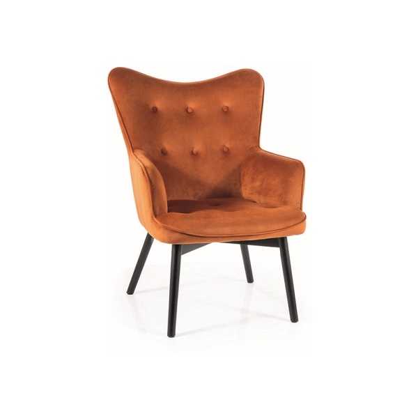 Fotel CARMEN velvet czarny mat stelaż/ cynamonowy bluvel 4215 - Signal