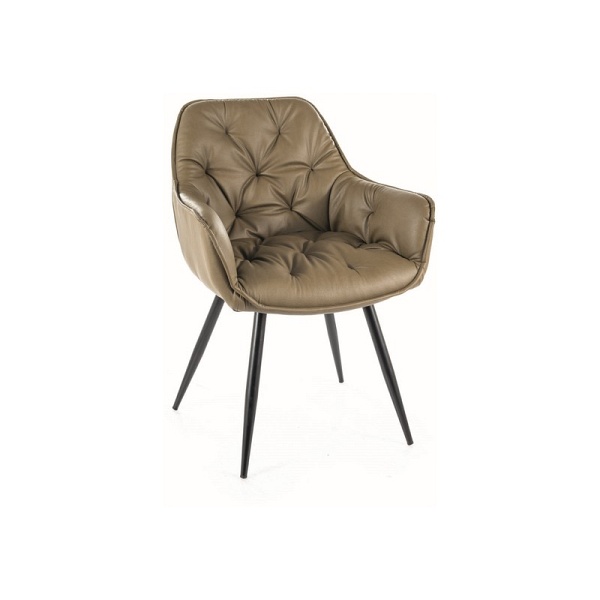 Krzesło CHERRY czarny stelaż/oliwka skóra synt.  buffalo 10 - Signal