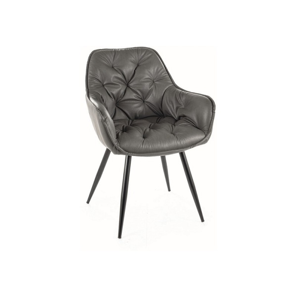 Krzesło CHERRY czarny stelaż/szary skóra synt.  buffalo 06 - Signal