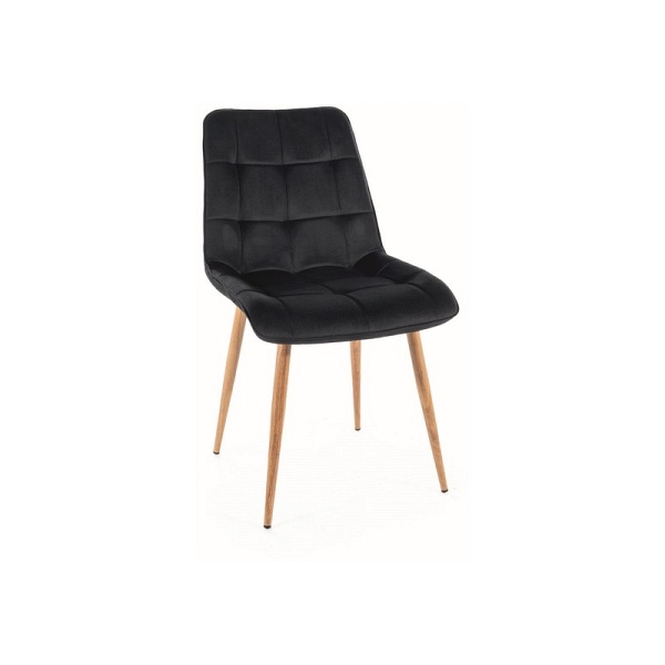 Krzesło CHIC d velvet  dąb stelaż / czarny bluvel 19 - Signal