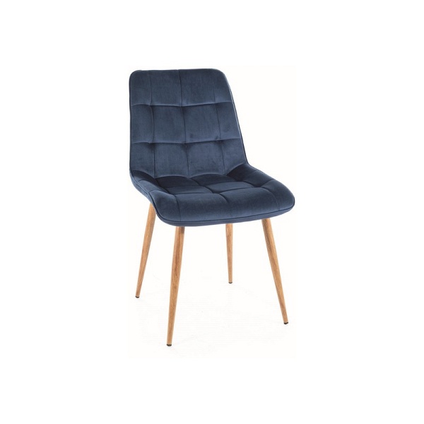 Krzesło CHIC d velvet  dąb stelaż / granatowy bluvel 86 - Signal