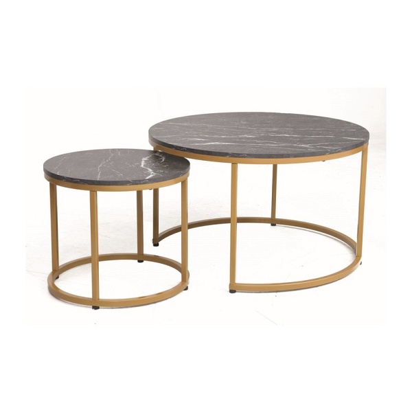 Ława DION czarny efekt marmuru/złoty (zestaw) - Signal