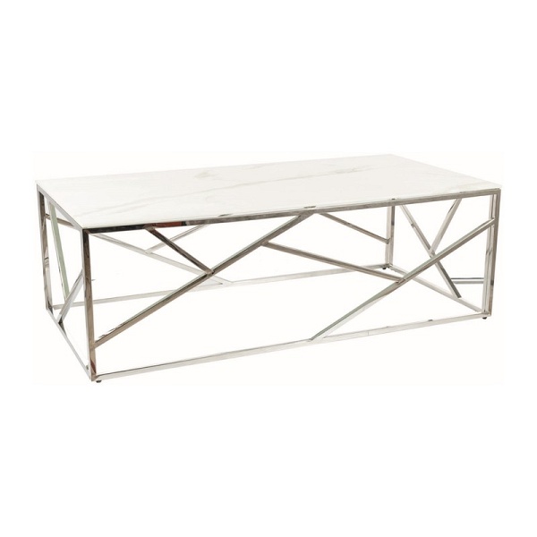 Ława ESCADA a ii biały efekt marmuru/srebrny 120x60 - Signal