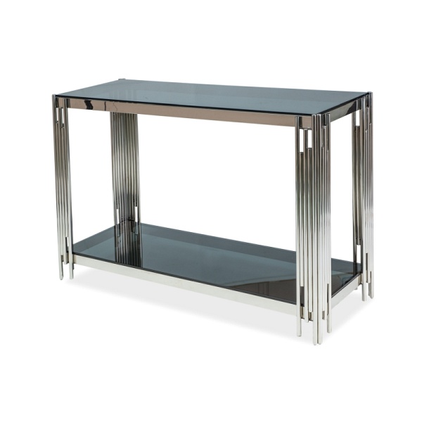 Konsolka FOSSIL c szkło dymione/srebrny 120x40 - Signal