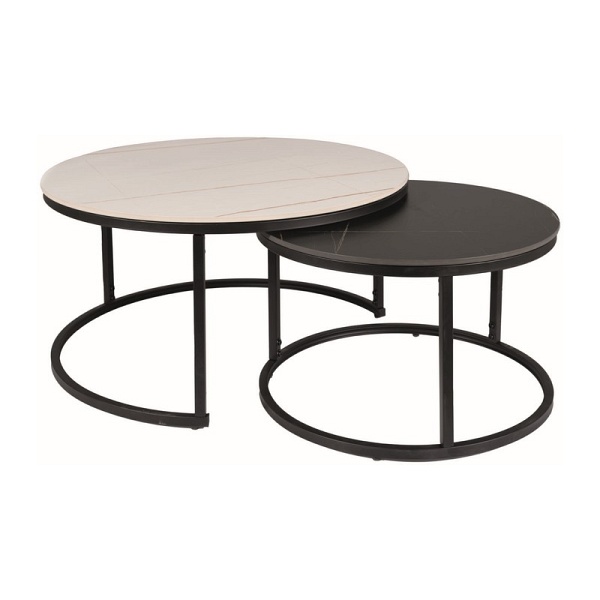 Ława FERRANTE b biały mat fi80 / czarny mat fi60/ czarny mat zestaw - Signal