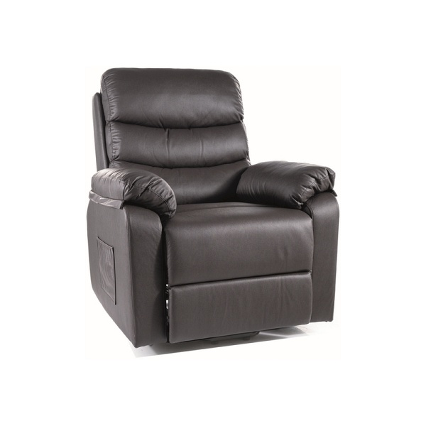 Fotel rozkładany HEKTOR m (funkcja masażu i pionizacji) skóra synt. czarny tap.209 - Signal