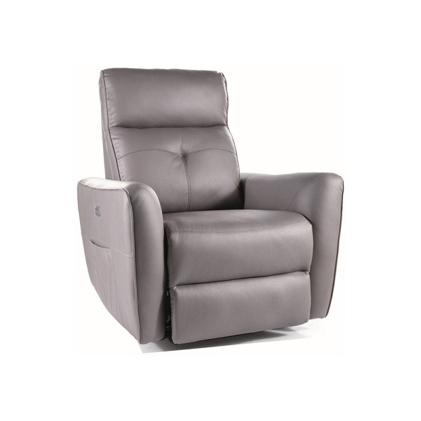 Fotel rozkładany HELIOS m (funkcja masażu) skóra synt. szary tap.210 - Signal