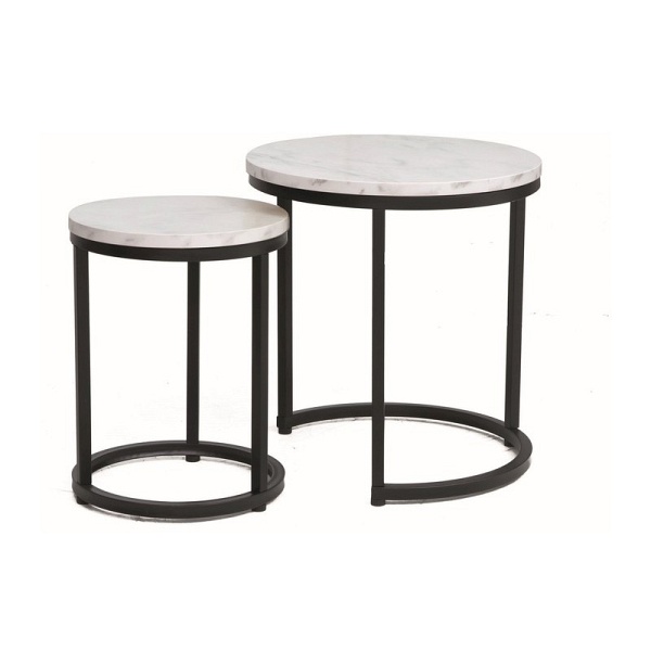 Ława HOLA biały efekt marmuru/czarny (zestaw) - Signal