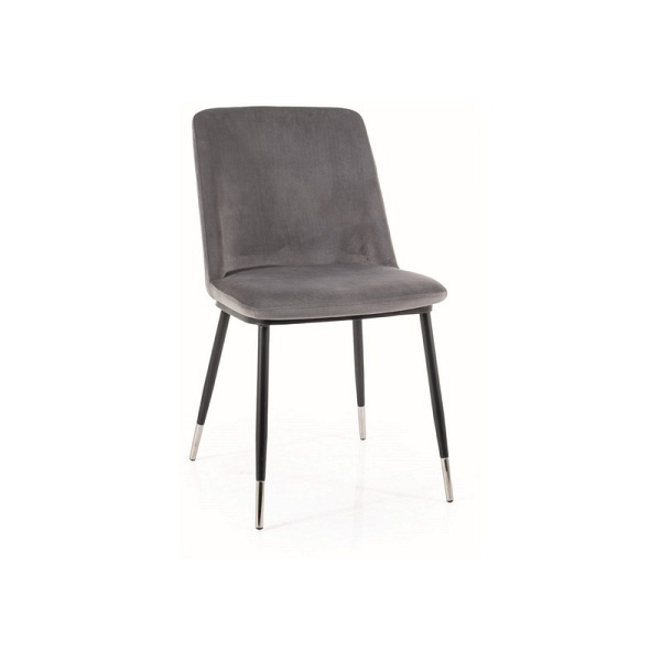 Krzesło JILL velvet czarny/chrom stelaż / szary bluvel 14 - Signal