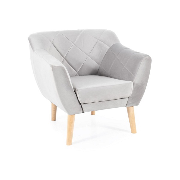 Fotel KARO 1 velvet j. szary bluvel 03 / buk - Signal