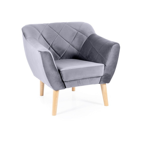 Fotel KARO 1 velvet szary bluvel 14 / buk - Signal