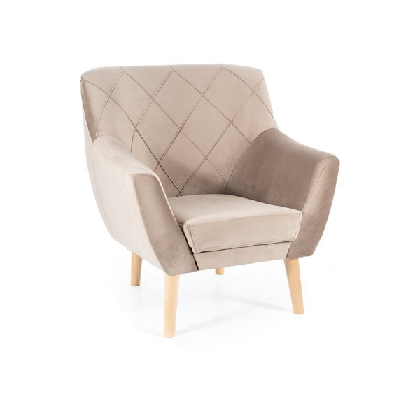 Fotel KIER 1 velvet c.beż bluvel 40 / buk - Signal