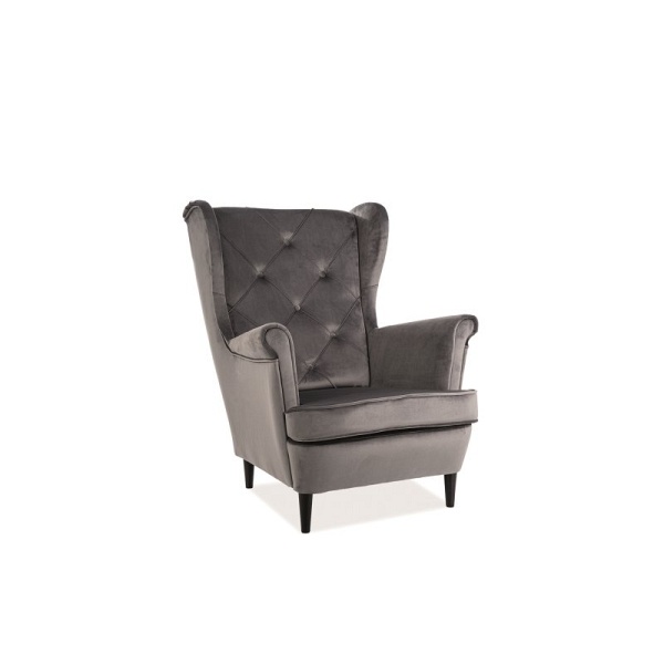 Fotel LADY velvet szary bluvel 14 / wenge - Signal
