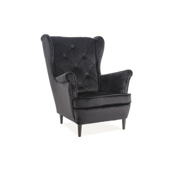 Fotel LADY velvet czarny bluvel 19 / wenge - Signal