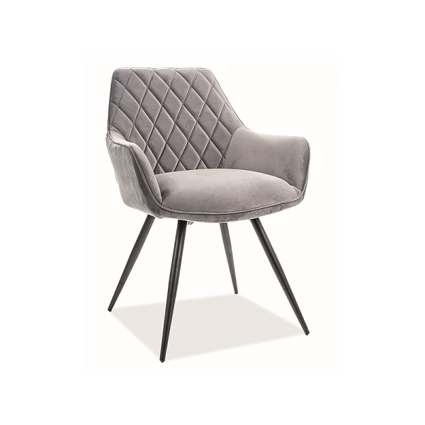 Krzesło LINEA velvet czarny stelaż/szary bluvel 14 - Signal