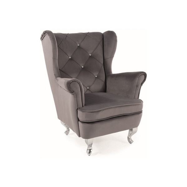 Fotelik DZIECIĘCY lili velvet szary bluvel 14 / srebrny - Signal