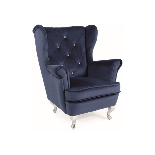 Fotelik DZIECIĘCY lili velvet granatowy bluvel 86 / srebrny - Signal