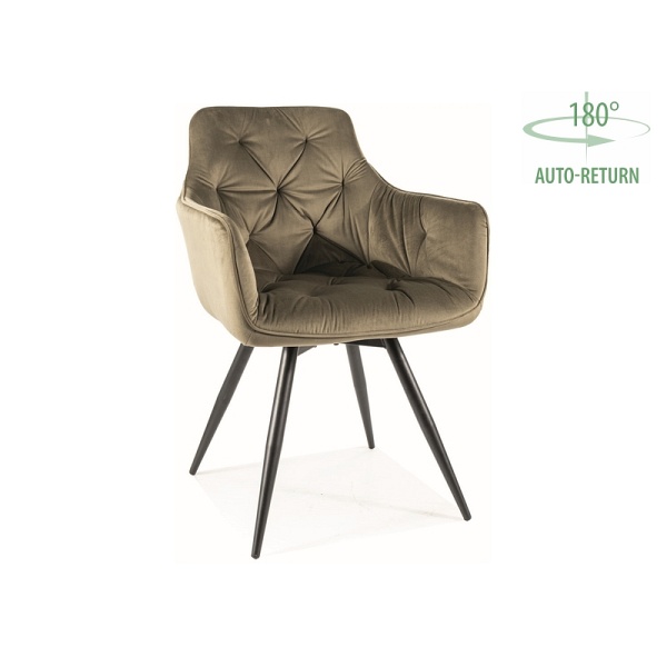 Krzesło MANGO velvet stelaż czarny/bluvel oliwka 77 - Signal