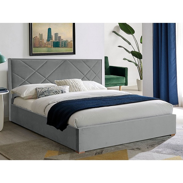 Łóżko MAGIA ii velvet 140x200 kolor jasny szary tap. bluvel 03 - Signal