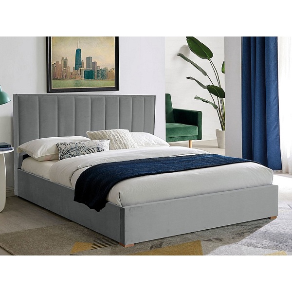 Łóżko MARANI ii velvet 160x200 kolor jasny szary tap. bluvel 03 - Signal