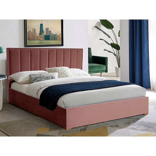 Łóżko MARANI ii velvet 140x200 kolor antyczny róż tap. bluvel 52 - Signal