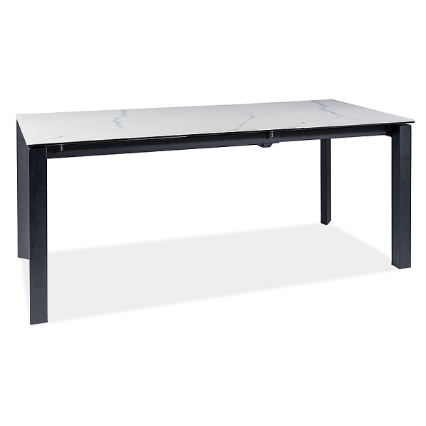 Stół METROPOL ceramic biały efekt marmuru/czarny mat 120(180)x80 - Signal