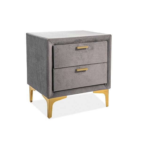 Szafka nocna MONAKO velvet kolor szary/złoty tapicerka bluvel 14 - Signal