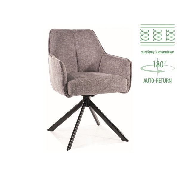 Krzesło NOTTI brego czarny stelaż / szary 07 - Signal