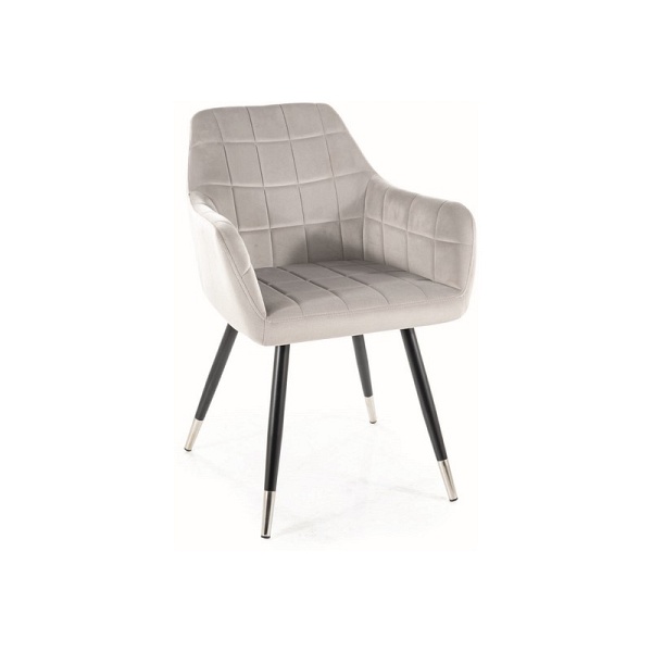 Krzesło NUXE velvet czarny/chrom stelaż/j. szary bluvel 03 - Signal