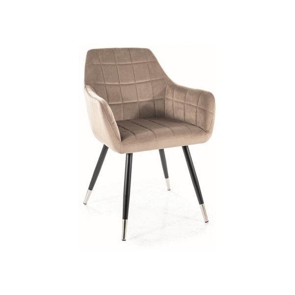 Krzesło NUXE velvet czarny/chrom stelaż/c.beż bluvel 40 - Signal