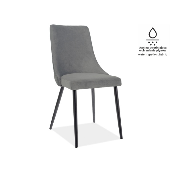 Krzesło PIANO b matt velvet 85 czarny stelaż / szary - Signal