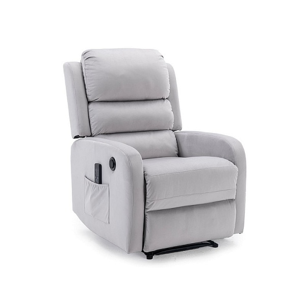 Fotel rozkładany PEGAZ m (funkcja masażu) velvet jasny szary bluvel 03 - Signal