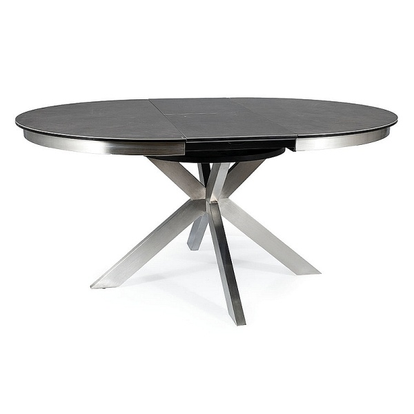 Stół PORTO ceramic ciemny szary efekt marmuru/stal szczotkowana 120(160)x120 - Signal